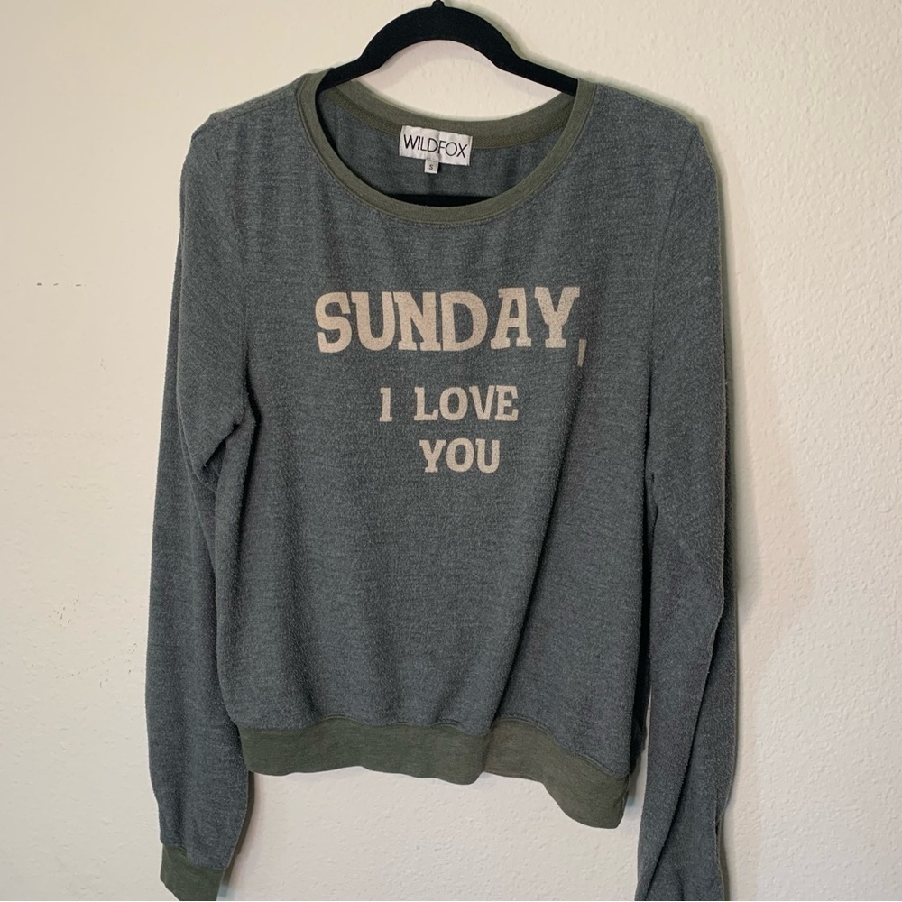 Wildfox "Sunday, I Love You" Green Jemper Size Small